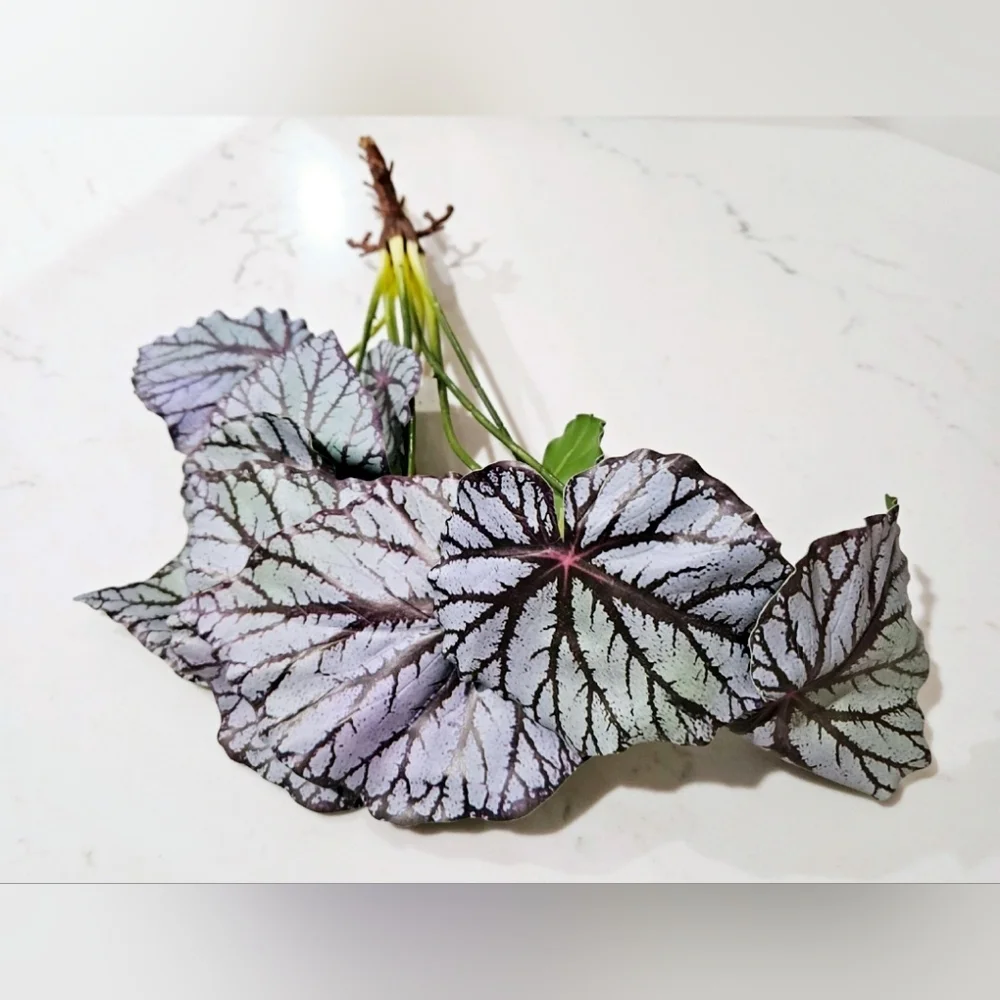 Decorative Faux Plant with Purple and Green Leaves Painted Leaf Begonia